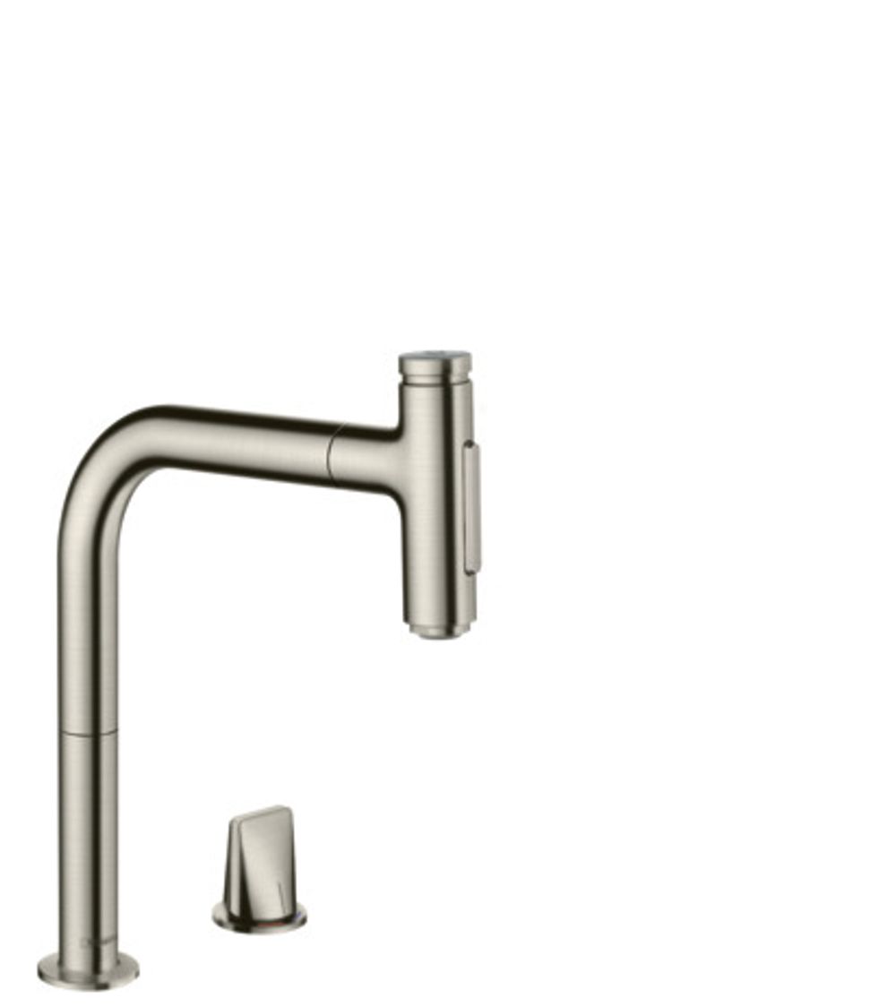 https://raleo.de:443/files/img/11eeea41ce112cf092906bba4399b90c/size_l/Hansgrohe-HG-2-Loch-SPTM-200-Metris-Select-M71-Ausziehbrause-2jet-edelstahl-optik-73819800 gallery number 1